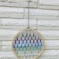 Round Wood Frame Beaded Mesh Wire Sparkling Glass Suncatcher Multicolor 10 Inches