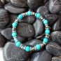 Green Turquoise Agate Beaded Bracelet with Glass Crystals