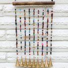 Boho Glass Sun Catcher on Wood with Brass Bells Multicolor 19 Inches