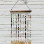 Boho Glass Sun Catcher on Wood with Brass Bells Multicolor 19 Inches
