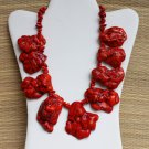 Super Chunky Natural Freeform Red Turquoise Slab Statement Necklace I