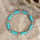 Turquoise and  Silver Tube Beaded Bracelet