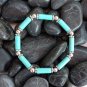 Turquoise and  Silver Tube Beaded Bracelet