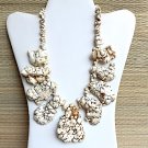 Super Chunky Natural Freeform White Beige Turquoise Slab Statement Necklace