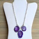 Beautiful Purple Agate Trio Gemstone Necklace