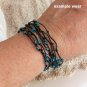 Blue Seed Beaded Birds Nest Leather Wrap Bracelet Multi Use