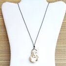 Natural Off-White Howlite Stone Pendant Leather Necklace (VI)