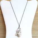 Natural Off-White Howlite Stone Pendant Leather Necklace (III)