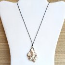 Natural Off-White Howlite Stone Pendant Leather Necklace (IV)