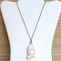 Natural Off-White Howlite Stone Pendant Leather Necklace (V)
