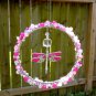 Beaded Dragonfly Suncatcher Prism Wire Wrapped Hot Pink