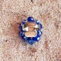 Sparkly Beaded Glass Crystal Cocktail Ring Cobalt Blue