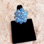 Sparkly Beaded Glass Crystal Cocktail Ring Light Blue