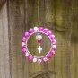 Beaded Suncatcher Cross Ornament Small Wire Wrapped Hot Pink