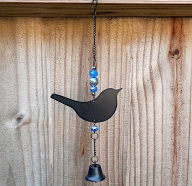 Blue Glass Beaded Metal Bird Light Catcher Suncatcher Ornament
