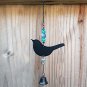 Aqua Blue Glass Beaded Metal Bird Light Catcher Suncatcher Ornament