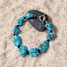 Blue Turquoise Nugget Beaded Bracelet