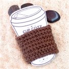 Hot or Cold Drink Cover Cup Cozy  Brown Crochet Handmade