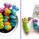 Crochet Worry Worm Anxiety Key Ring Pocket Toy for Stress Relief Googly Eyes Handmade
