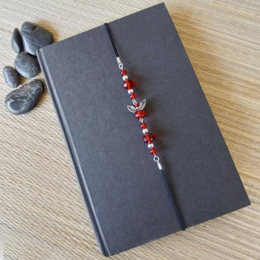 Beautiful Stretchy Elastic Red Beaded Bookmark Crystal Angel