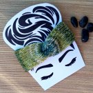 Luxury Ear Warmer Headband Knitted Variegated Green Tones Handmade