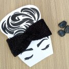 Luxury Ear Warmer Headband Knitted Black Handmade