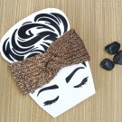 Luxury Ear Warmer Headband Knitted  Brown Beige Handmade
