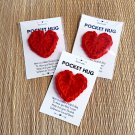Pocket Hug Red Heart Token Love Support Toy Handmade Crochet Small - 3 Hugs