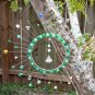 Whimsical Glass Beaded Suncatcher Sunburst Wire Wrapped Green Hues