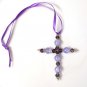 Beautiful Wire Beaded Cross Ornament Purple Lilac