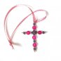 Beautiful Wire Beaded Cross Ornament Pink Purple