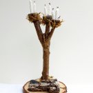 Enchanted Garden Wood Candle Stand Fairy Accessories Dollhouse Mini