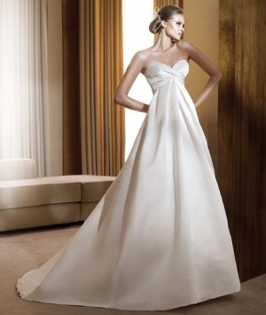 Glamorous Train Satin Empire Waist Sweetheart Wedding Dress D62860