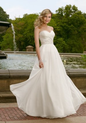 Elegant Strapless Floor Length A-Line Wedding Dress D63819