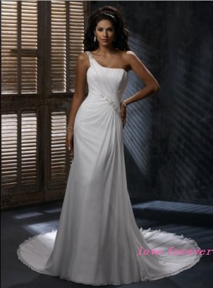 Elegant Hi-Lo A-Line One-Shoulder Wedding Dress D64085