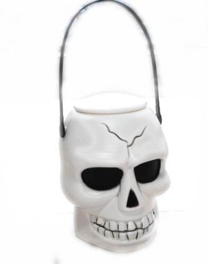 Halloween White Skeleton Head Pail D65559