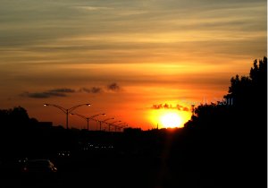 Heavens Sight 7 8x10 Sunrise Print - Fine Art Image Photo Digital Sunset Urban Highway lightpole car