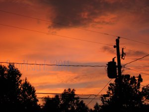 August 32 - 8x10 Print, Digital Fine Art Image Photo - Sunset, summer, fall, Power lines, Clouds