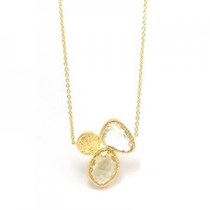 [FREE Shipping Worldwide] 925 Sterling Silver w/ 18K Gold Plated Vermeil Quartz Necklace