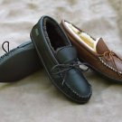 Mens Molded Sole Deertan Leather Slippers Sheepskin Lined 6-13 Handcrafted USA