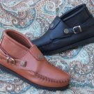 Womens Buckle Chukka Ankle Boots Deertan Leather Cushion Insoles Size 4-10 USA