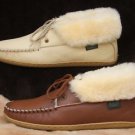 Womens Deertan Leather Sheepskin Slippers Molded Soles Ankle-High  Sizes 4-10 US
