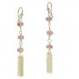 Gemstone Earrings Cherry Quartz Rondelles 14K Gold Filled  Chain Tassle 2-1/4"