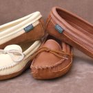 Womens Canoe Sole Deertan Leather Moccasins Cushion Insoles 4-10 Medium Made US