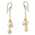 Handmade Gemstone Earrings Keishi Pearls 14K Gold Filled Chain 1-1/4" USA