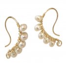 Artisan Earrings Hammered 14K Gold Filled with Pearls Made USA