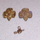 2 Old Gold Brass Vintage Girl Scout GSA Membership Pins