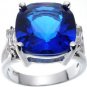 18k Gold Plated S. Silver Jlo Cushion Sapphire Cz Ring