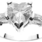 Cz Sterling Silver Heart Solitaire Ring