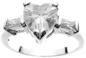 Cz Sterling Silver Heart Solitaire Ring